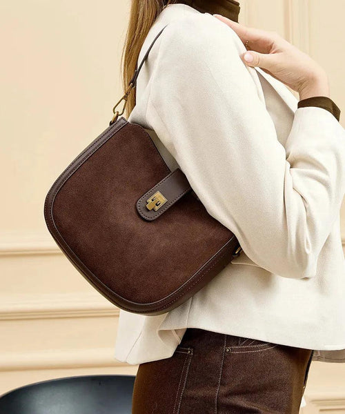 Bolsa Feminina de Couro Legítimo Pequena Formato Shell Vintage para Uso Casual