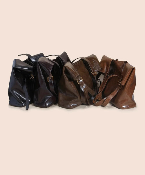 Bolsa de Ombro Feminina de Couro Macio Grande Capacidade Estilo Vintage