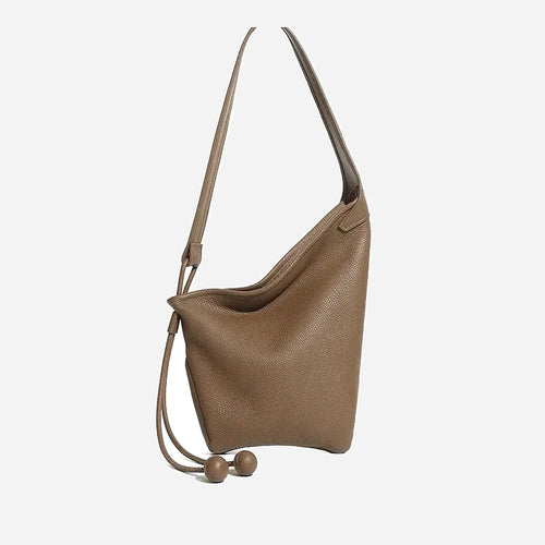 Bolsa de couro legítimo feminina estilo bucket para uso diário e eventos