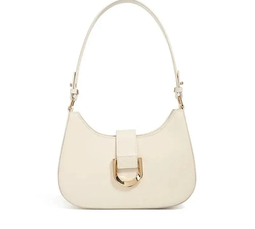 Bolsa feminina de couro legítimo grande capacidade minimalista branca