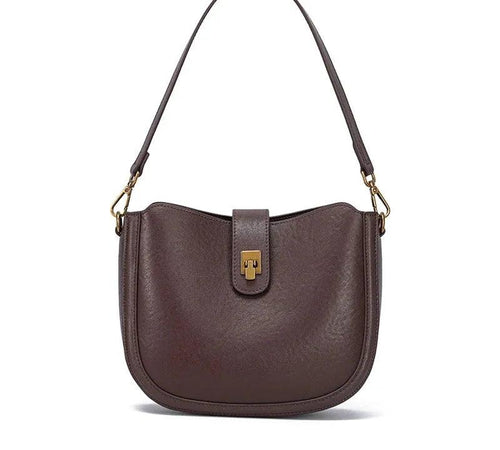 Bolsa feminina de couro legítimo minimalista para ombro e transversal