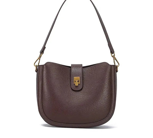 Bolsa feminina de couro legítimo minimalista para ombro e transversal