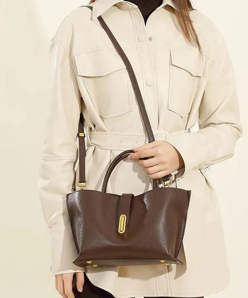 Bolsa feminina de couro legítimo vintage tipo saco transversal luxo 2025