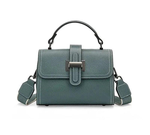 Bolsa pequena feminina de couro legítimo transversal e de mão quadrada