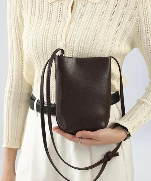Bolsa pequena feminina de couro legítimo vintage para celular e transversal