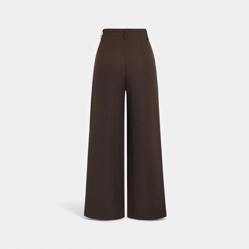 Calças Largas Plissadas em Jacquard para Mulheres