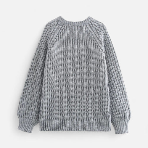 Cardigã de Tricô Vintage com Gola Redonda