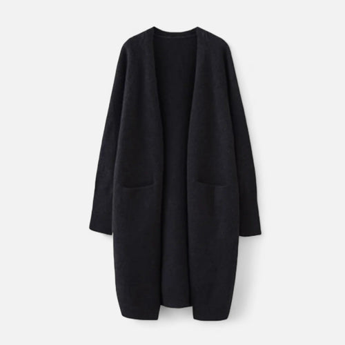 Cardigan Feminino de Tricô Grosso com Decote em V para o Outono Preto Tamanho único