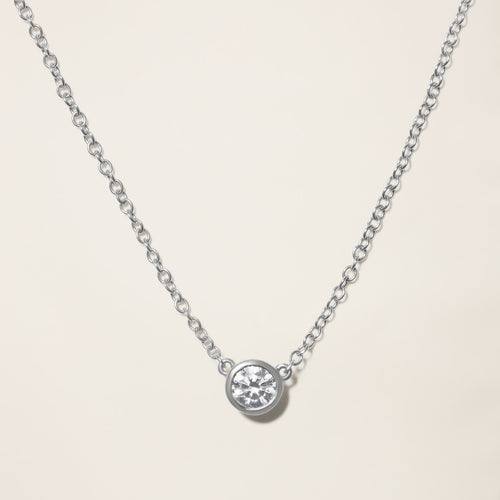 Colar Solitaire Diamond Prata Prata