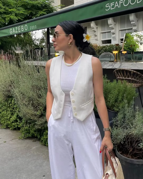 Colete feminino Branco com botões