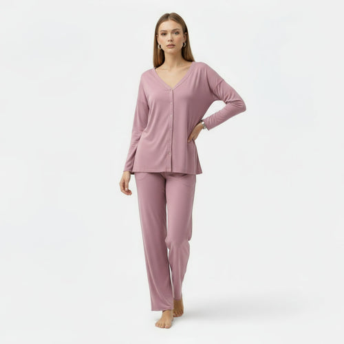 Conjunto de Loungewear de Dois Peças para Mulheres com Toque de Cashmere