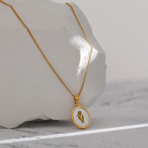 Yhpup Stainless Steel Flower Pendant Necklace Trendy Natural Shell Round Collar Necklace High Quality Jewelry ожерелье Gift