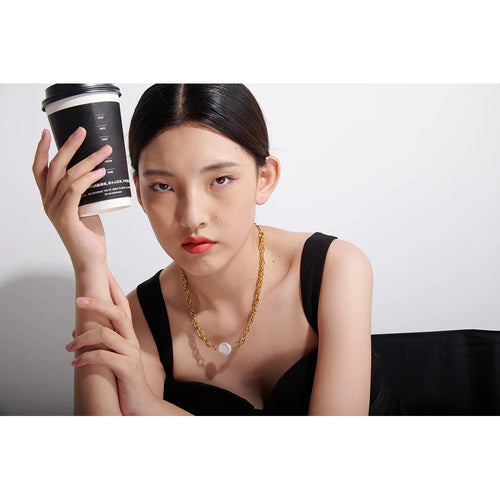 Yhpup New Stainless Steel Jewelry for Women Fashion Natural Pearl Chain Necklace joyería acero inoxidable mujer Anniversary Gift