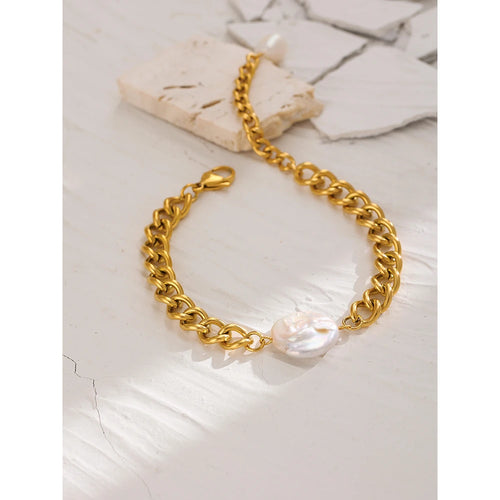Yhpup New Stainless Steel Jewelry for Women Fashion Natural Pearl Chain Necklace joyería acero inoxidable mujer Anniversary Gift
