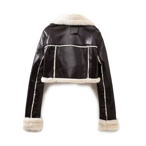 Jaqueta Cropped De Couro | Faetton &Co.