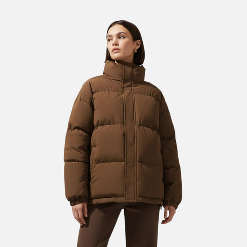 Jaqueta Puffer Unissex de Algodão com Gola Alta