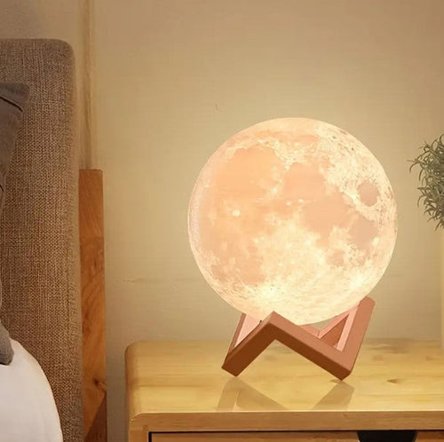 Luminária de mesa Lunar – Abajur LED Noturno Realista com 16 Cores e Controle Remoto