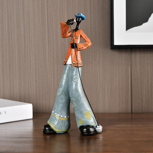 Luminária de mesa com Estatueta de Banda de Jazz em Resina - Decoração Vintage Musical Quincy