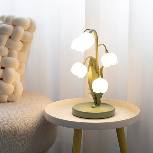 Luminária de mesa com Rosas - Abajur Floral Elegante em LED Dourado
