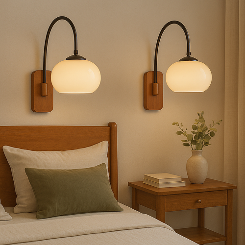 Luminária de parede ajustável em estilo Bauhaus contemporâneo, com luz difusa e design minimalista para uma decoração de interiores sofisticada.