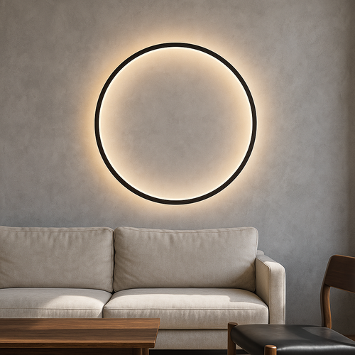Luminária de parede em anel luxuoso com iluminação suave e design contemporâneo para ambientes requintados. ∅ 30cm