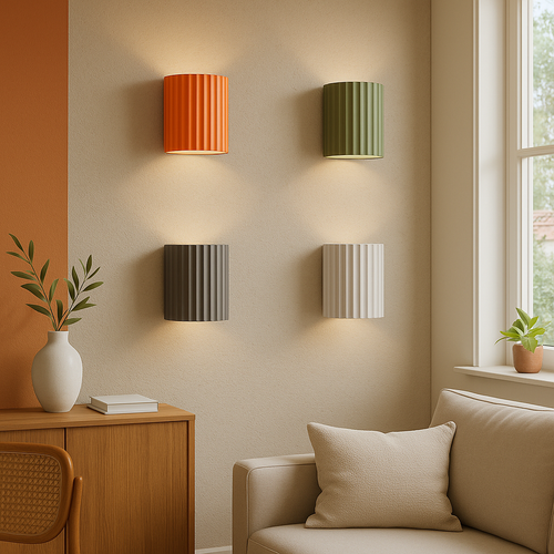 Luminária de parede em estilo minimalista com iluminação suave e formato inspirado em doces sofisticados para um toque contemporâneo na sua decoração.
