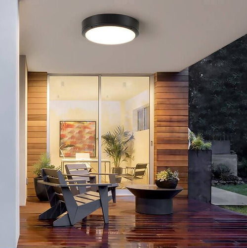 Luminária externa de alumínio LED embutida, redonda e resistente à água para áreas externas. Pequeno