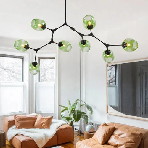 Lustre Sputnik de Vidro Bolha com Design Bifurcado