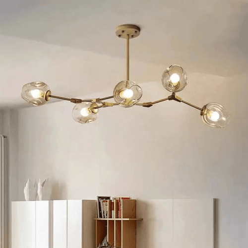 Lustre Sputnik de Vidro Bolha com Design Bifurcado