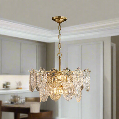 Lustre de Cristal em Relevo com 5 a 7 Cabeças