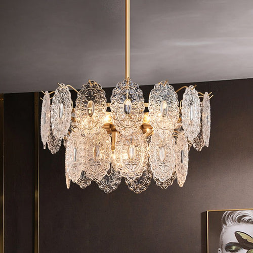 Lustre de Cristal em Relevo com 5 a 7 Cabeças