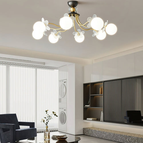 Lustre de Vidro com Design Floral