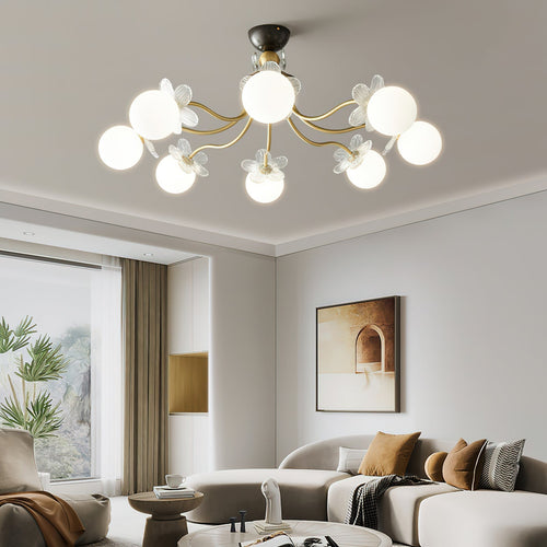 Lustre de Vidro com Design Floral