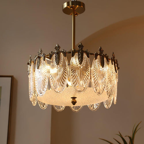 Lustre de vidro decorativo em formato redondo
