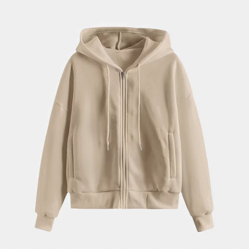 Moletom de Tricô com Zíper para o Outono/Inverno Bege