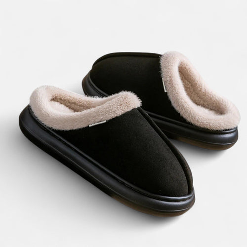 Pantufas de Plataforma em Toque de Cashmere para Mulheres Preto