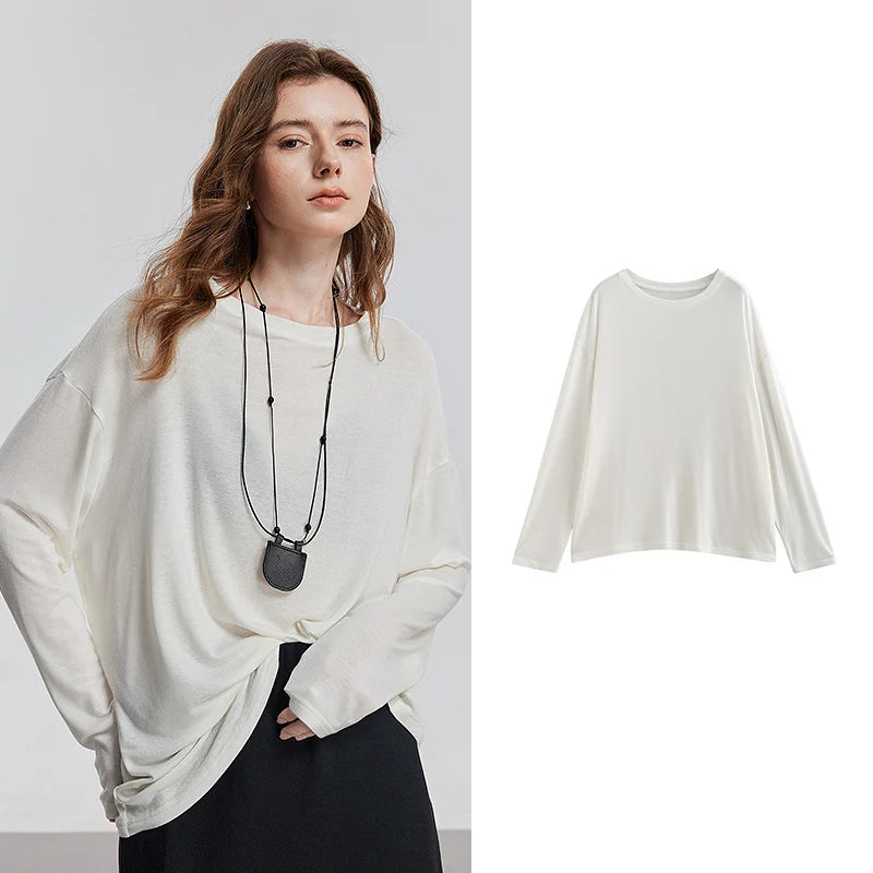 Blusa Feminina de Liocel e Lã Manga Longa Lisa