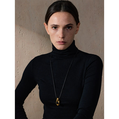 Yhpup Stainless Steel Water Drop Agate Stone Pendant PU Leather Necklace for Women Statement Fashion Jewelry Accessories New