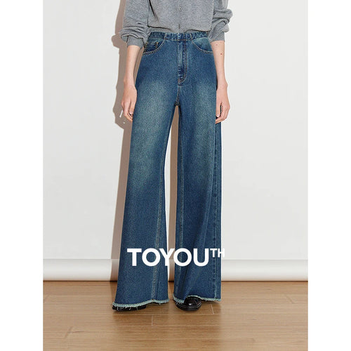 Calça Jeans Feminina Wide Leg Reta com Acetato