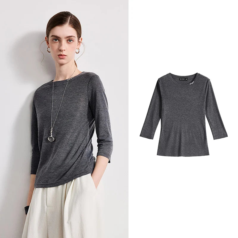 Blusa Feminina de Lã com Bordado e Manga 3/4