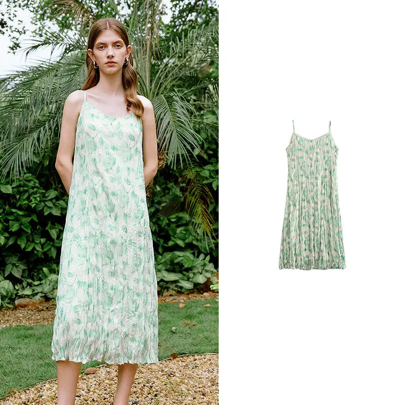Vestido de Alças Midi Floral Artístico