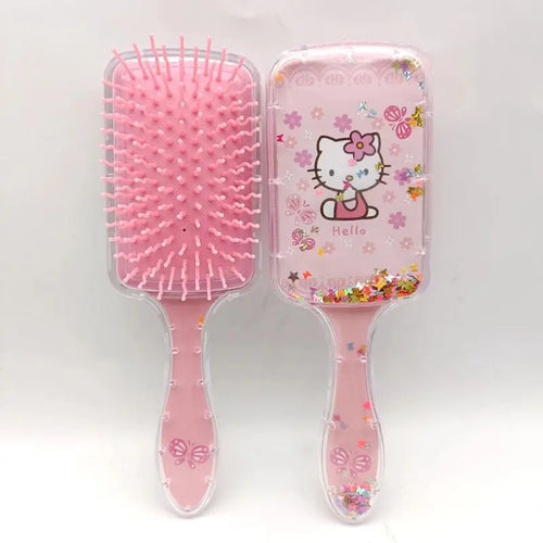 Escova Para Cabelo Profissional Hello Kitty Raquete Almofadada Rosa