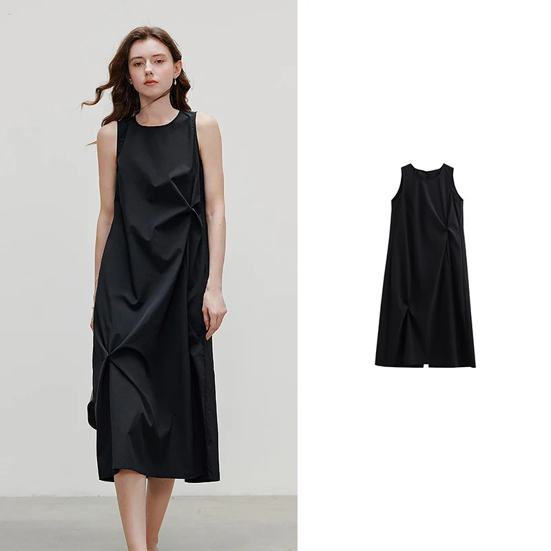 Vestido Curto sem Manga com Caimento Evasê Black