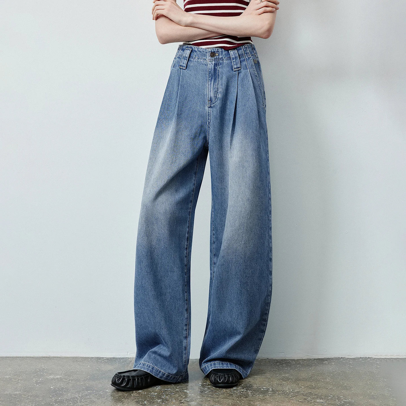 Calça Jeans Feminina Barrel Vintage Cintura Alta
