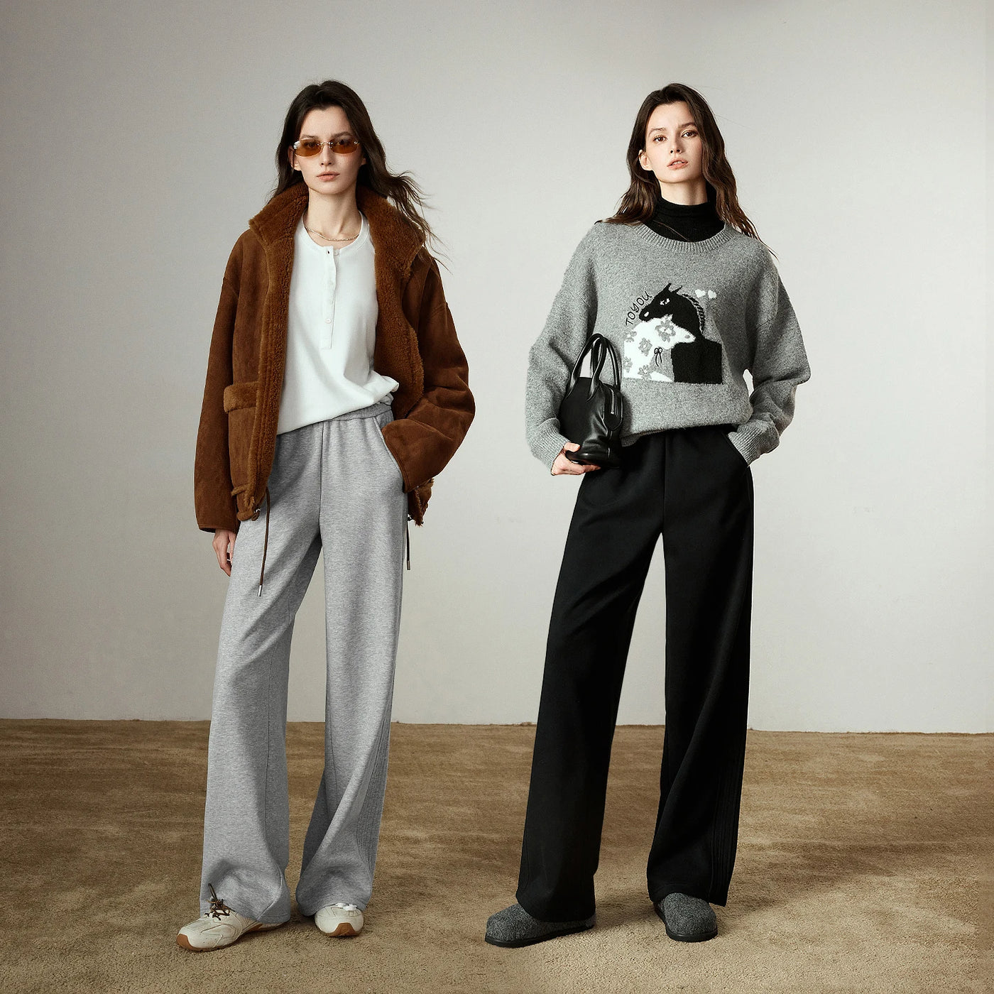 Calça Feminina Wide Leg Forrada com Cós Elástico