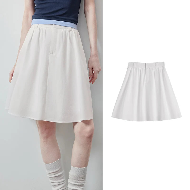 Saia Midi Feminina Cintura Alta com Cós Elástico