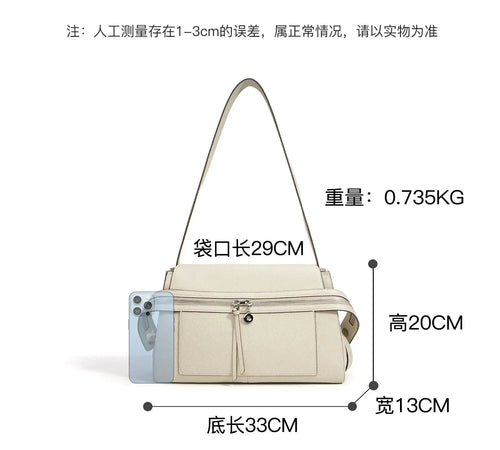 Bolsa Feminina de Couro Legítimo Baguete com Alça Única e Bolsos Internos