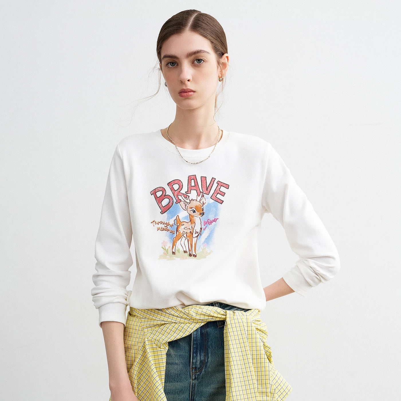 Blusa Feminina Manga Longa com Estampa Cervo