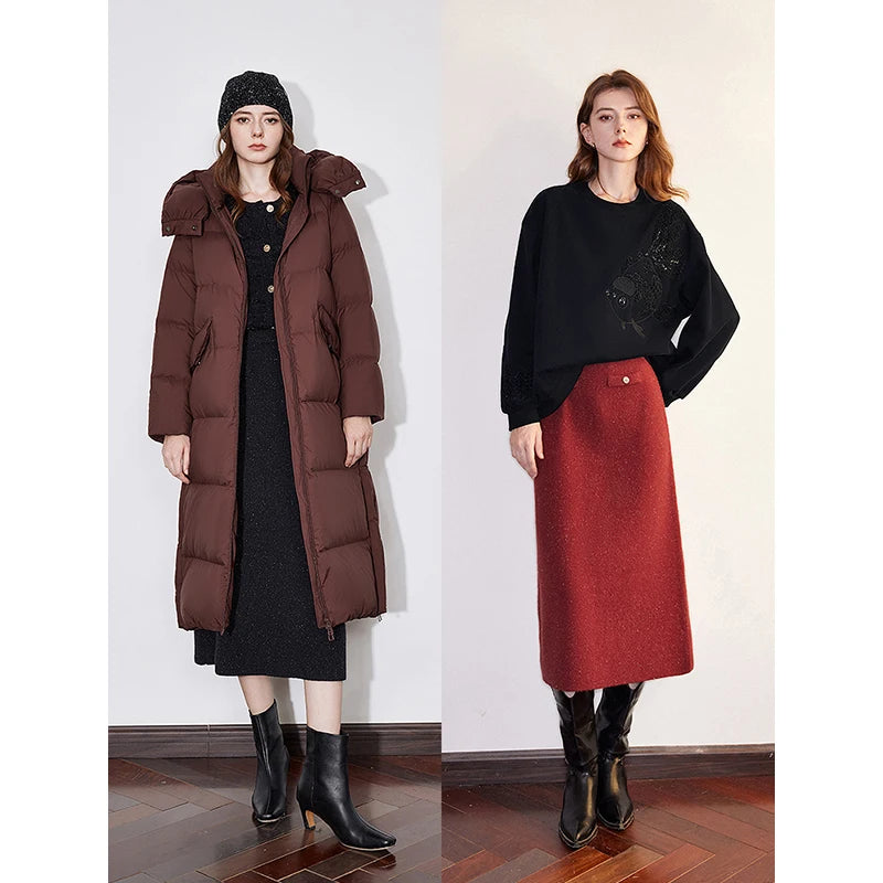 Saia Midi Feminina de Tricô com Fenda
