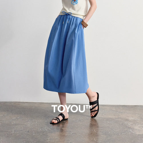 Saia Midi Feminina Patchwork com Cós Elástico